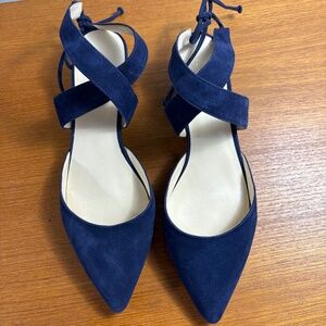 Nine West Navy Blue Suede Wedge Heel Shoes